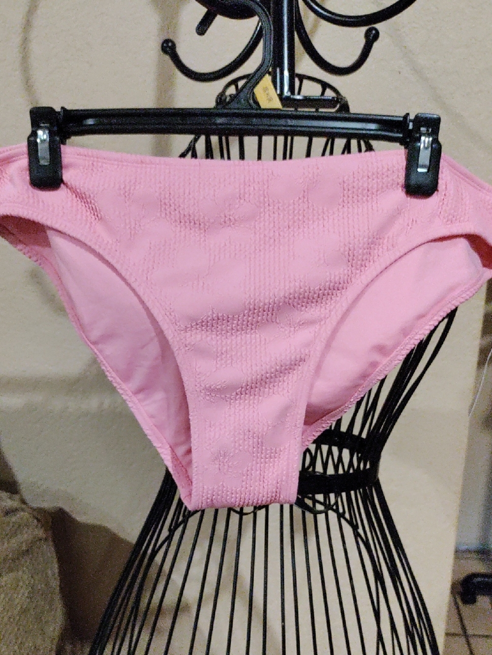 💕No Boundaries Taffy Pink Textured Bikini Bottoms